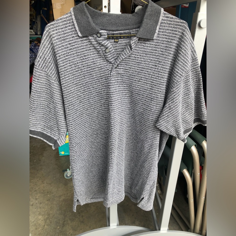 Men's Textured Polo Shirt in Black and White